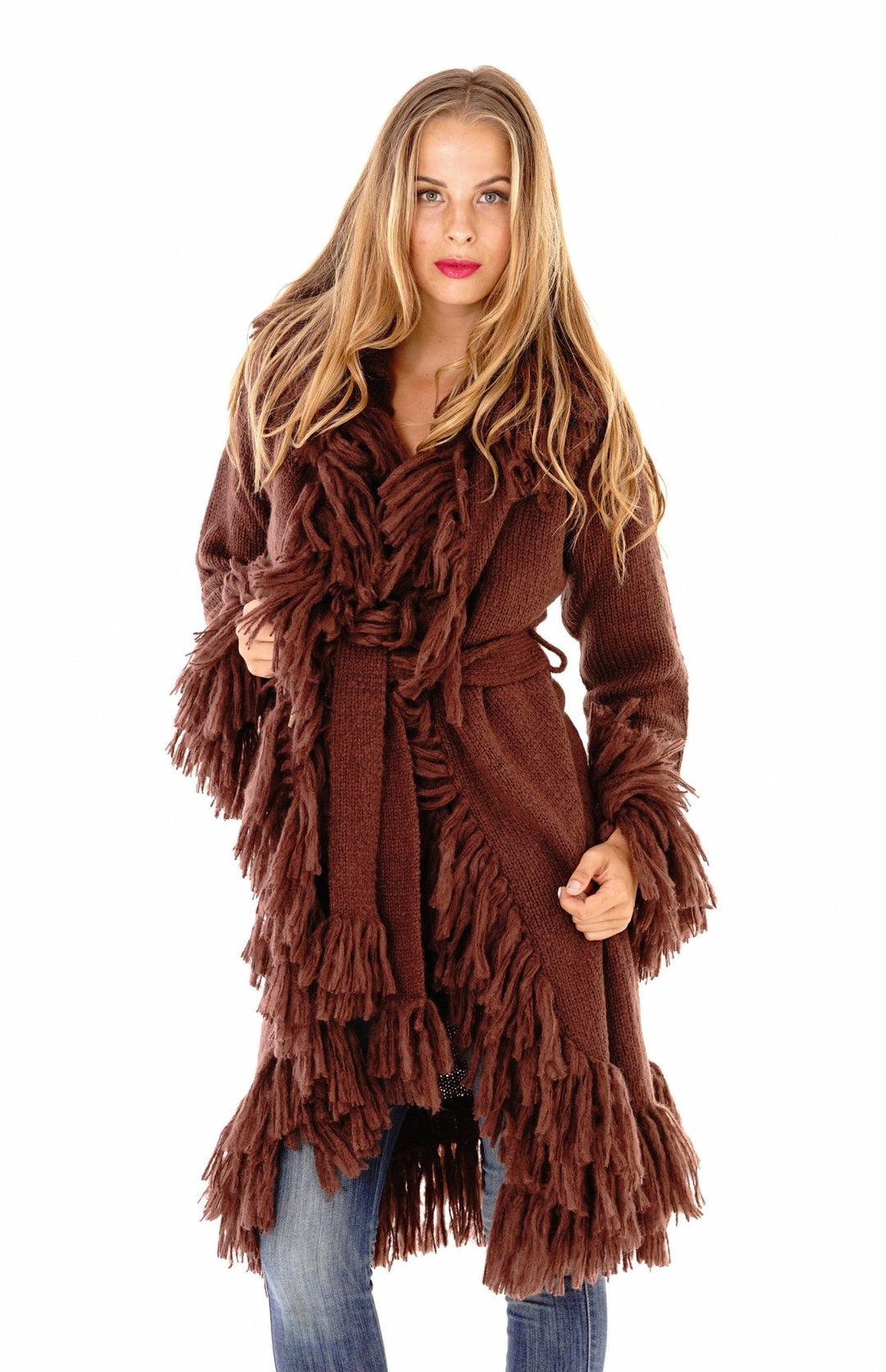 Long Fringed Sweater Jacket - Love ShuShi