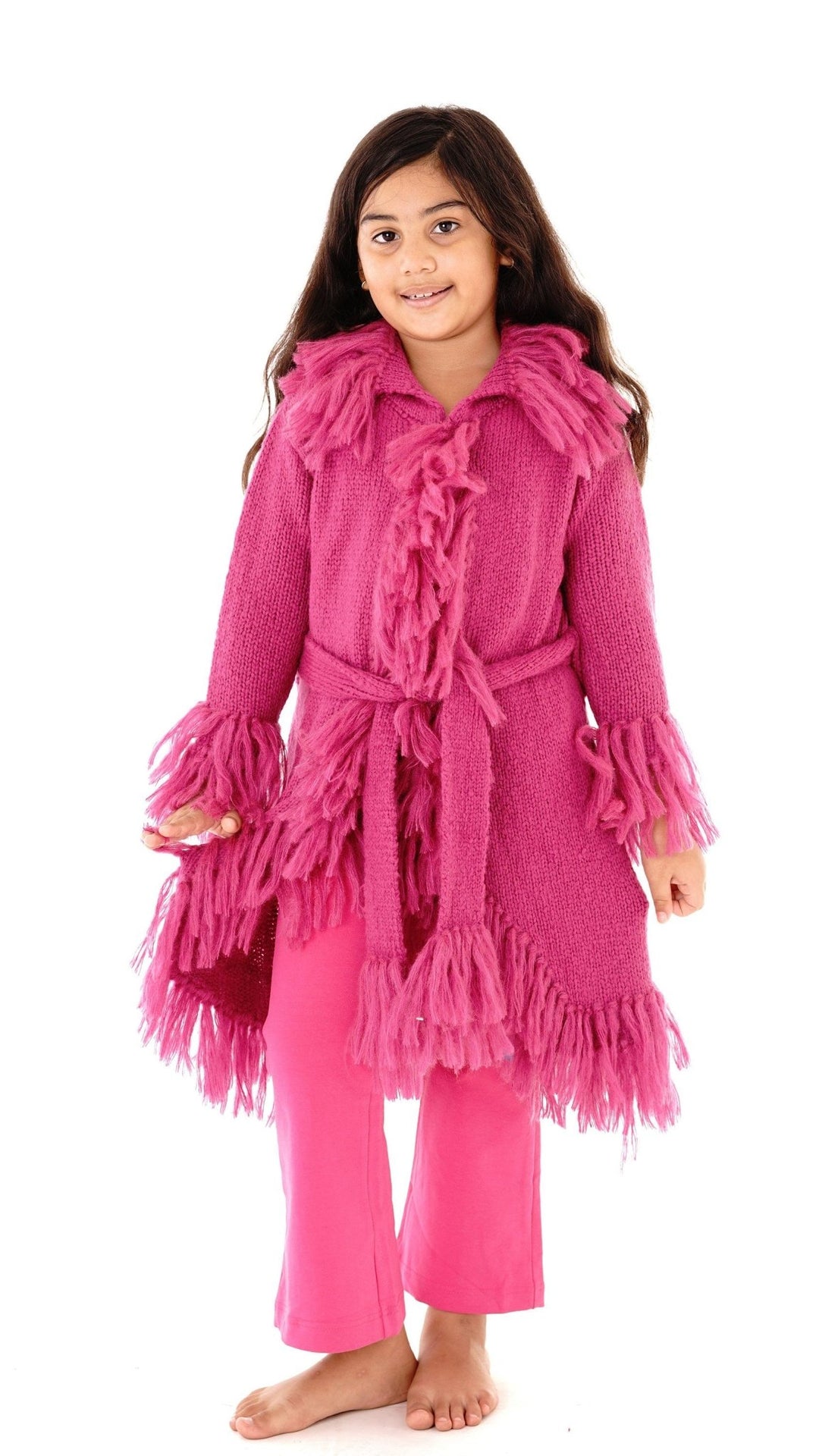 Long Fringed Warm Sweater Jacket - Love ShuShi