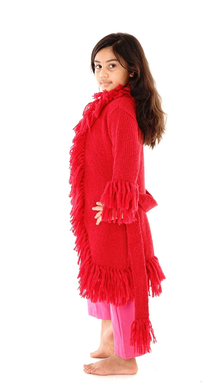 Long Fringed Warm Sweater Jacket - Love ShuShi