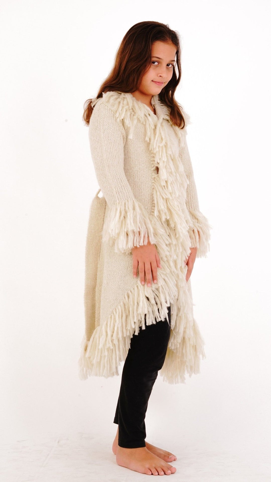 Long Fringed Warm Sweater Jacket - Love ShuShi