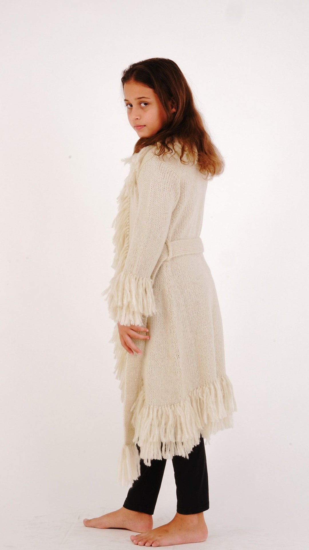 Long Fringed Warm Sweater Jacket - Love ShuShi