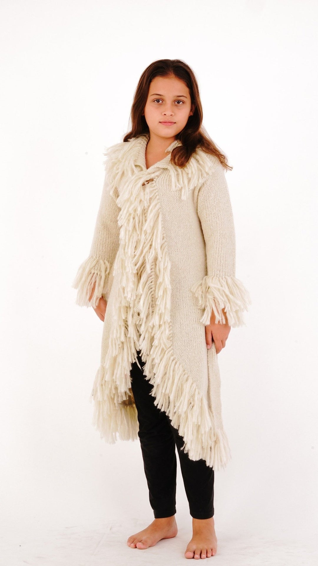 Long Fringed Warm Sweater Jacket - Love ShuShi