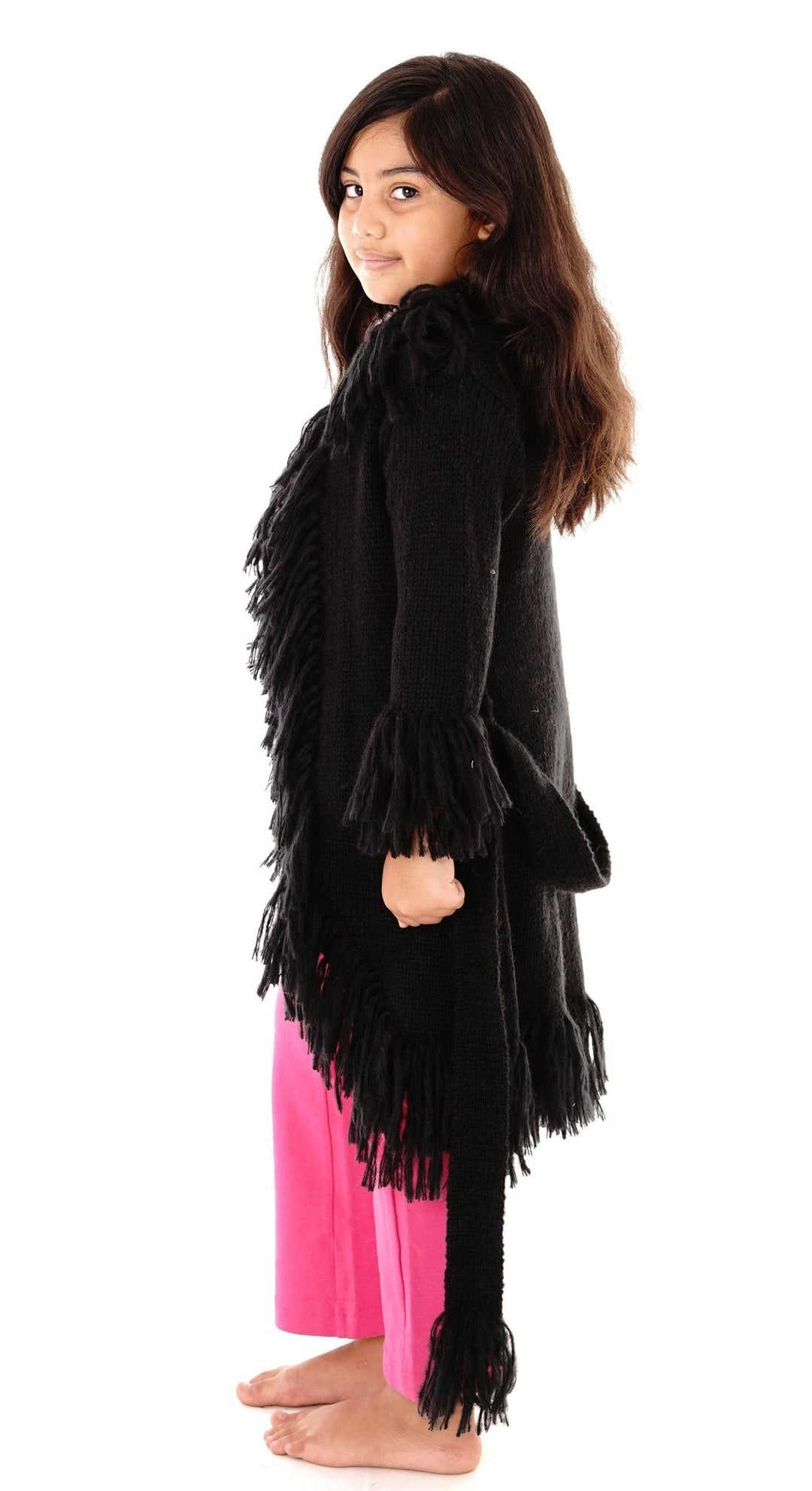 Long Fringed Warm Sweater Jacket - Love ShuShi