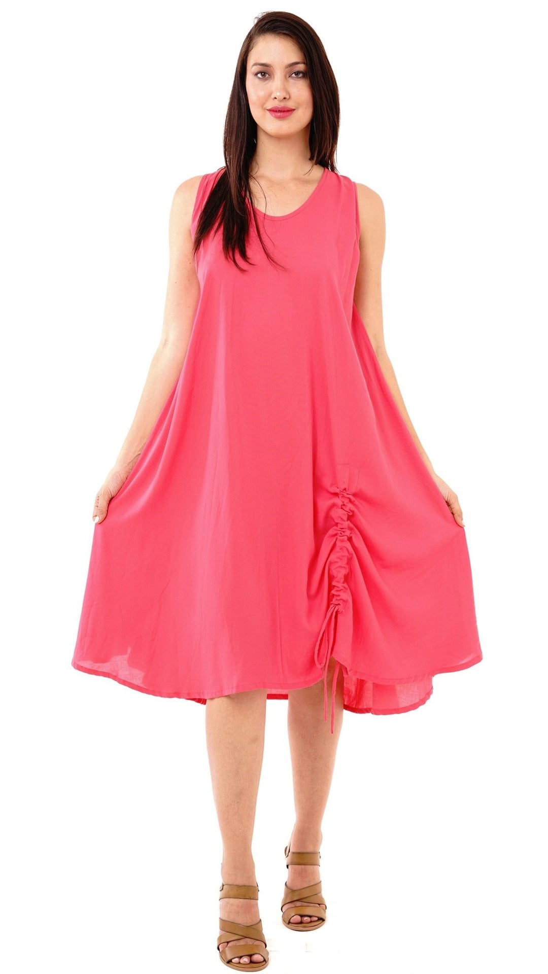 Maggie Crew Neck Sleeveless Tank Knee Length Summer Dress - Love ShuShi