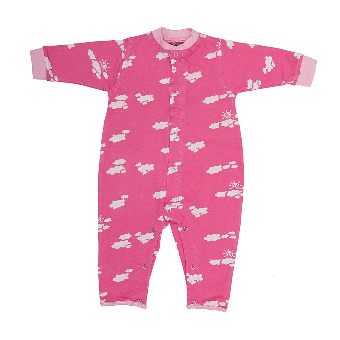 Pink with Clouds Baby Romper One - Piece 100% Cotton Batik Jersey - Love ShuShi