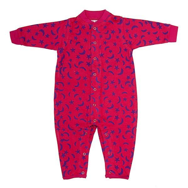 Pink with Moon and Stars Baby Romper One - Piece 100% Cotton Batik Jersey - Love ShuShi