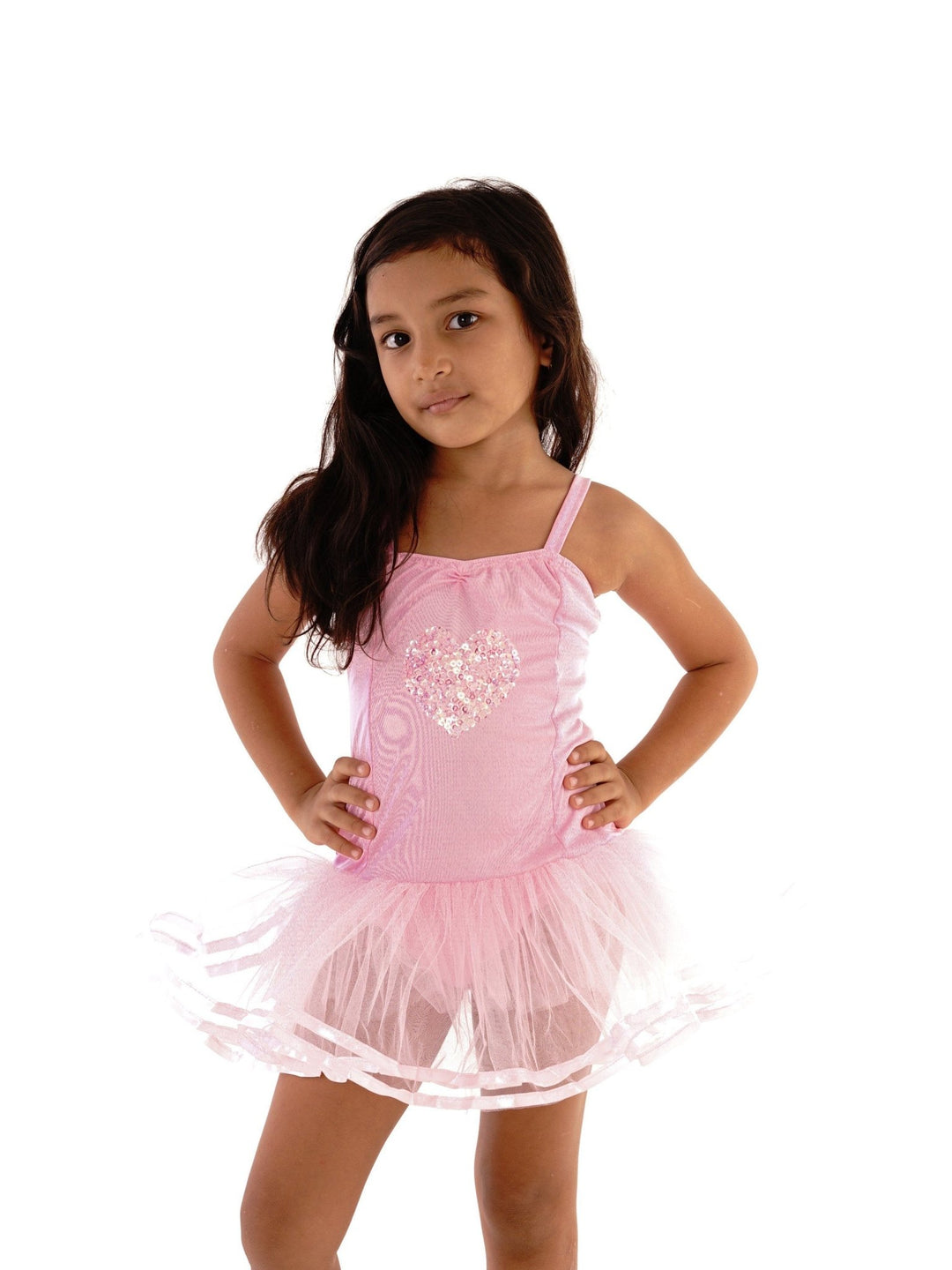 Princess Leotard Dress with Sequin Heart Design and Tutu - Love ShuShi