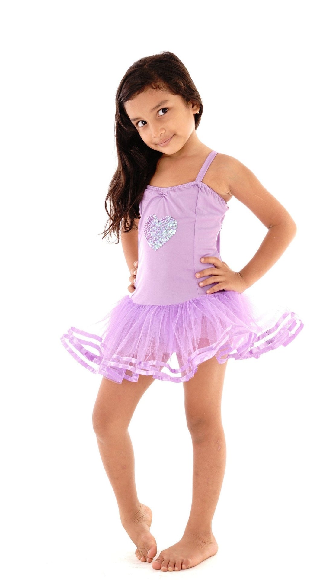 Princess Leotard Dress with Sequin Heart Design and Tutu - Love ShuShi