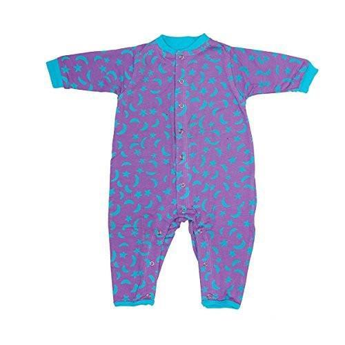 Purple with Moon and Stars Baby Romper One - Piece 100% Cotton Batik Jersey - Love ShuShi