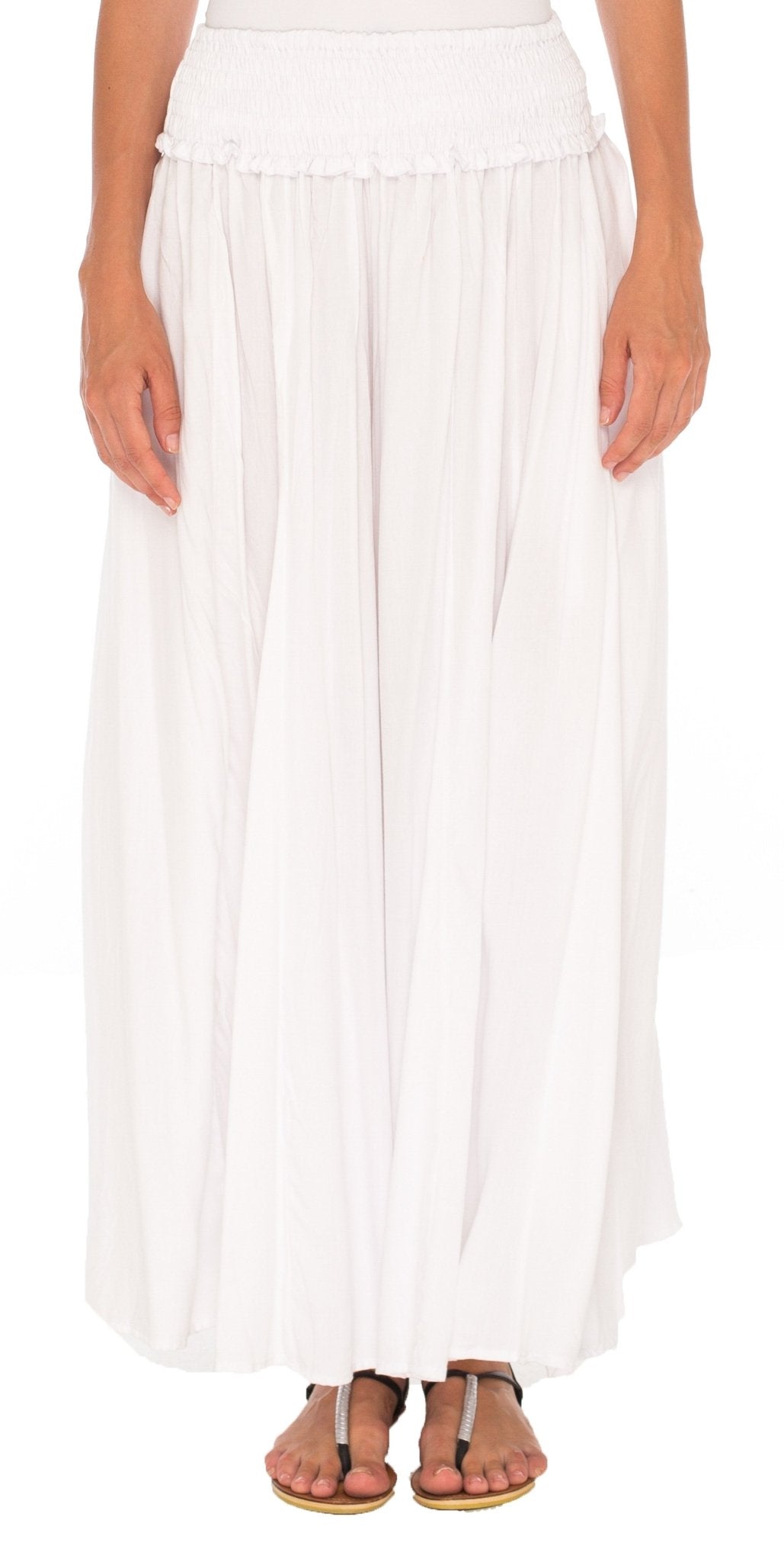 SHU - SHI Flowy Palazzo Pants for Women - Wide Leg, Elastic Waistband, Layered Style, Side Pockets - Love ShuShi