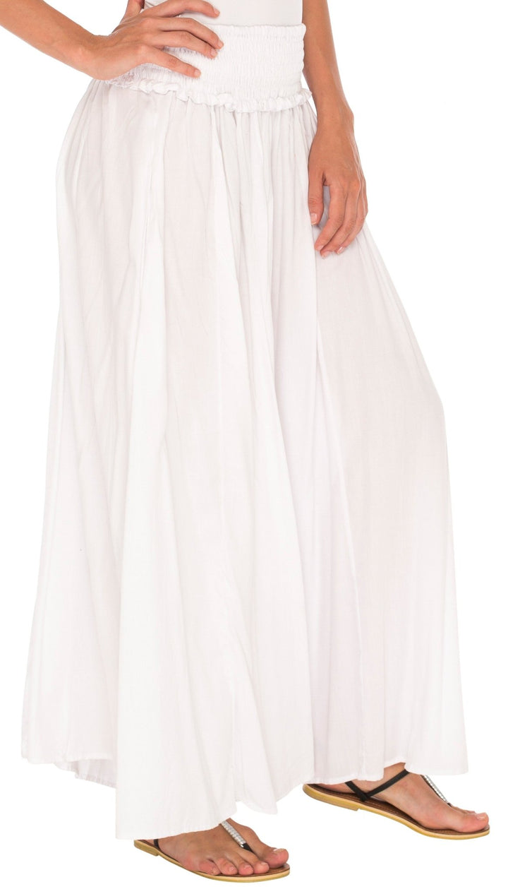 SHU - SHI Flowy Palazzo Pants for Women - Wide Leg, Elastic Waistband, Layered Style, Side Pockets - Love ShuShi