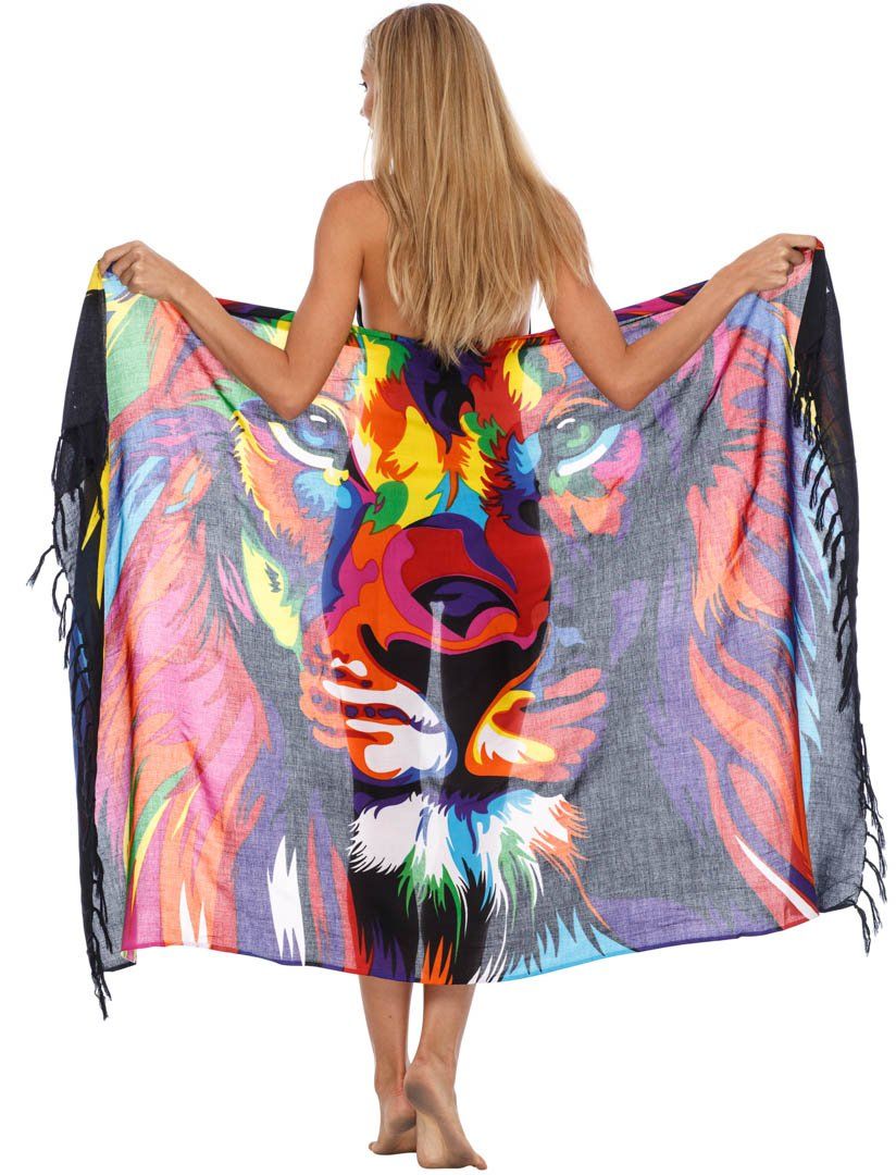 SHU - SHI Women Beach Cover Up Sarong Swimsuit Cover - Up Pareo Coverups Print - Love ShuShi