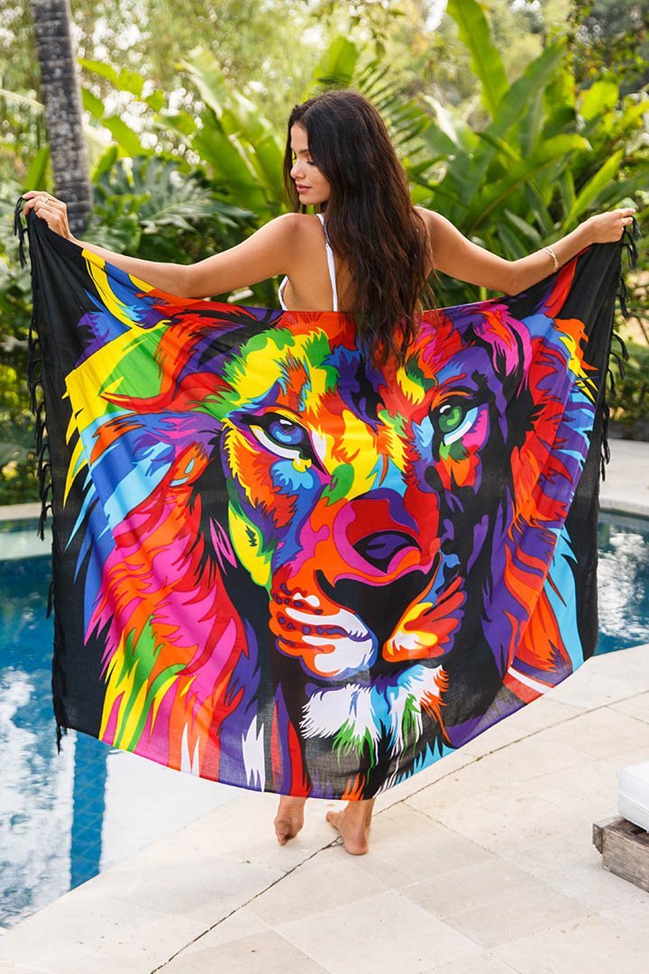 SHU - SHI Women Beach Cover Up Sarong Swimsuit Cover - Up Pareo Coverups Print - Love ShuShi