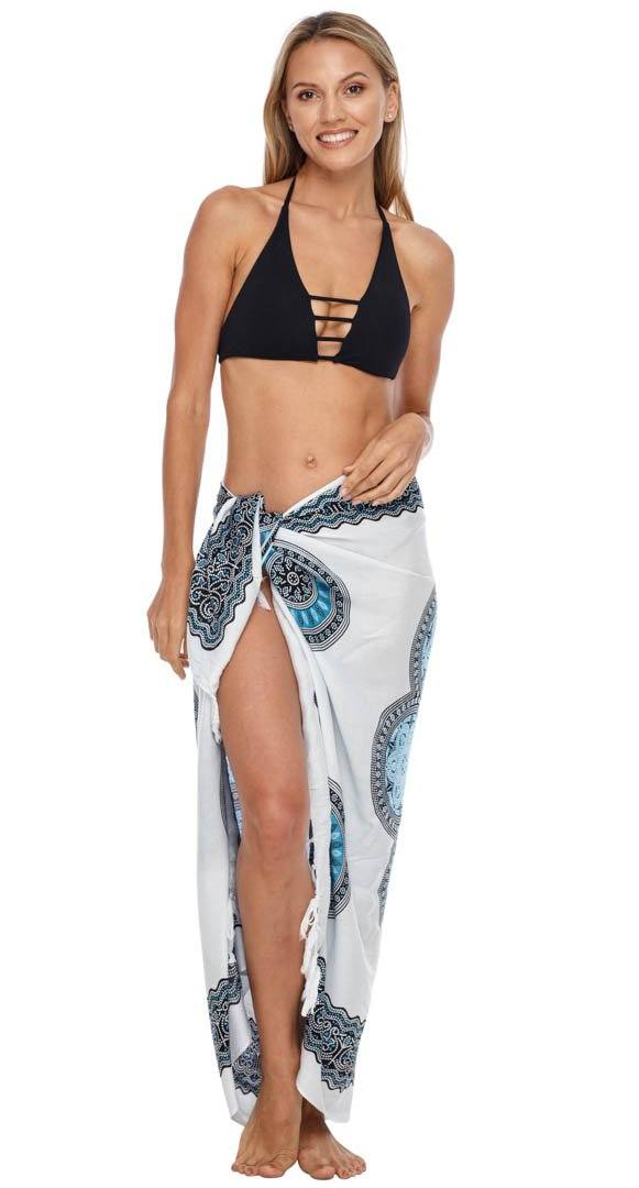 SHU - SHI Womens Beach Swimsuit Cover Up Flower Sarong Wrap with Coconut Clip - Love ShuShi