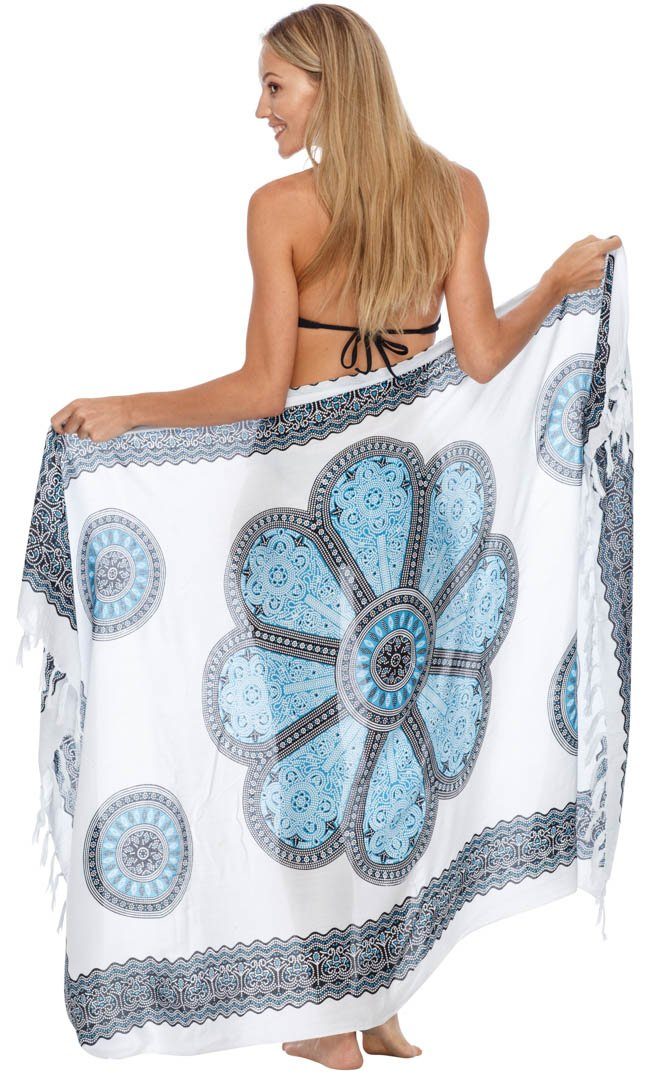 SHU - SHI Womens Beach Swimsuit Cover Up Flower Sarong Wrap with Coconut Clip - Love ShuShi