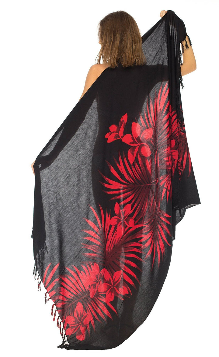 SHU - SHI Womens Beach Swimsuit Cover Up Palm Tree Sarong Wrap with Coconut Clip - Love ShuShi