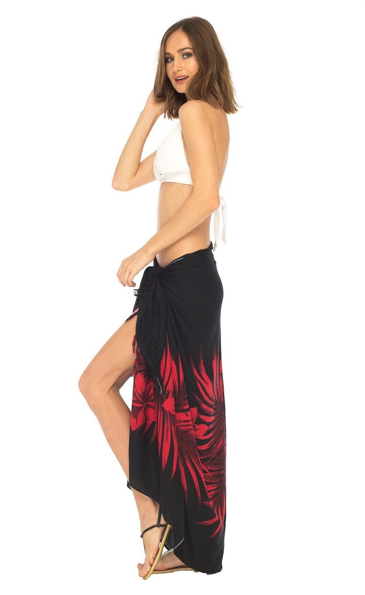 SHU - SHI Womens Beach Swimsuit Cover Up Palm Tree Sarong Wrap with Coconut Clip - Love ShuShi