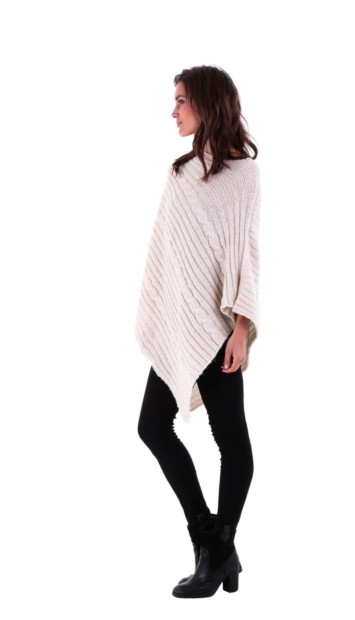 SHU - SHI Women's Boho Cable Knit Poncho Shawl - Soft Pullover Sweater Cape - Love ShuShi