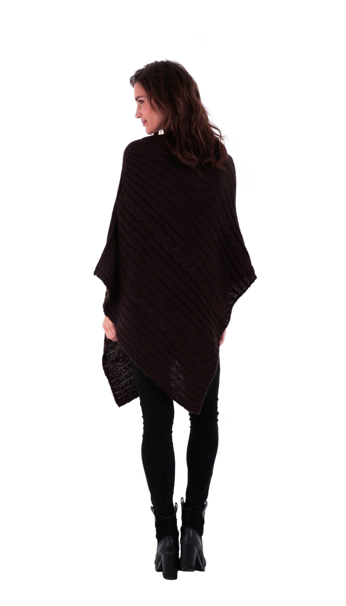 SHU - SHI Women's Boho Cable Knit Poncho Shawl - Soft Pullover Sweater Cape - Love ShuShi