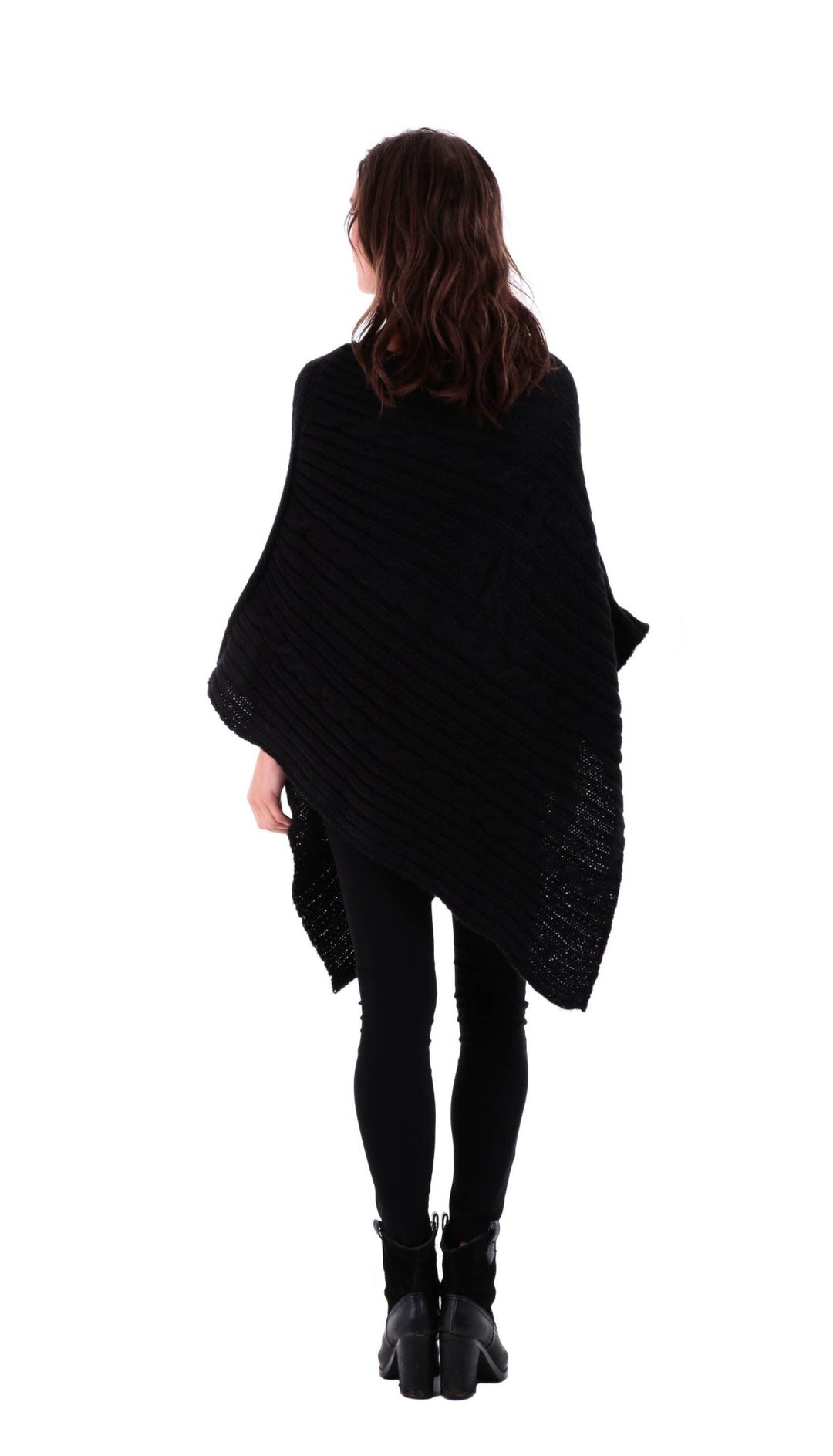 SHU - SHI Women's Boho Cable Knit Poncho Shawl - Soft Pullover Sweater Cape - Love ShuShi