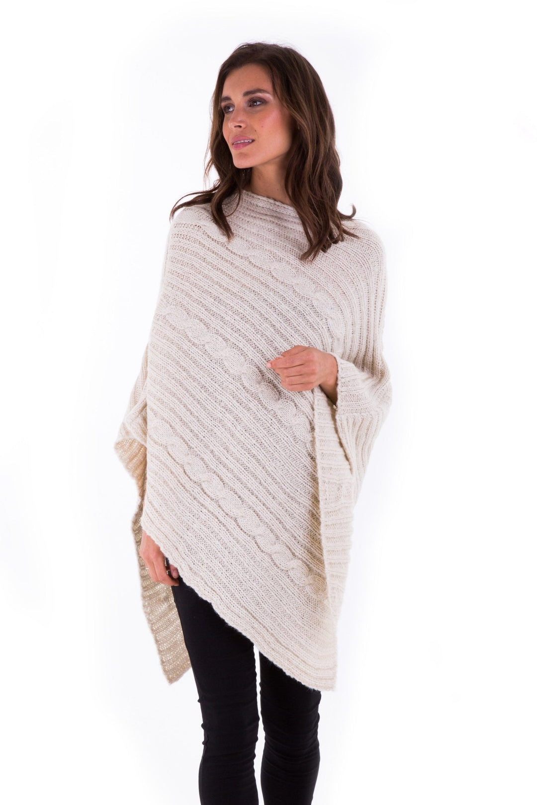 SHU - SHI Women's Boho Cable Knit Poncho Shawl - Soft Pullover Sweater Cape - Love ShuShi