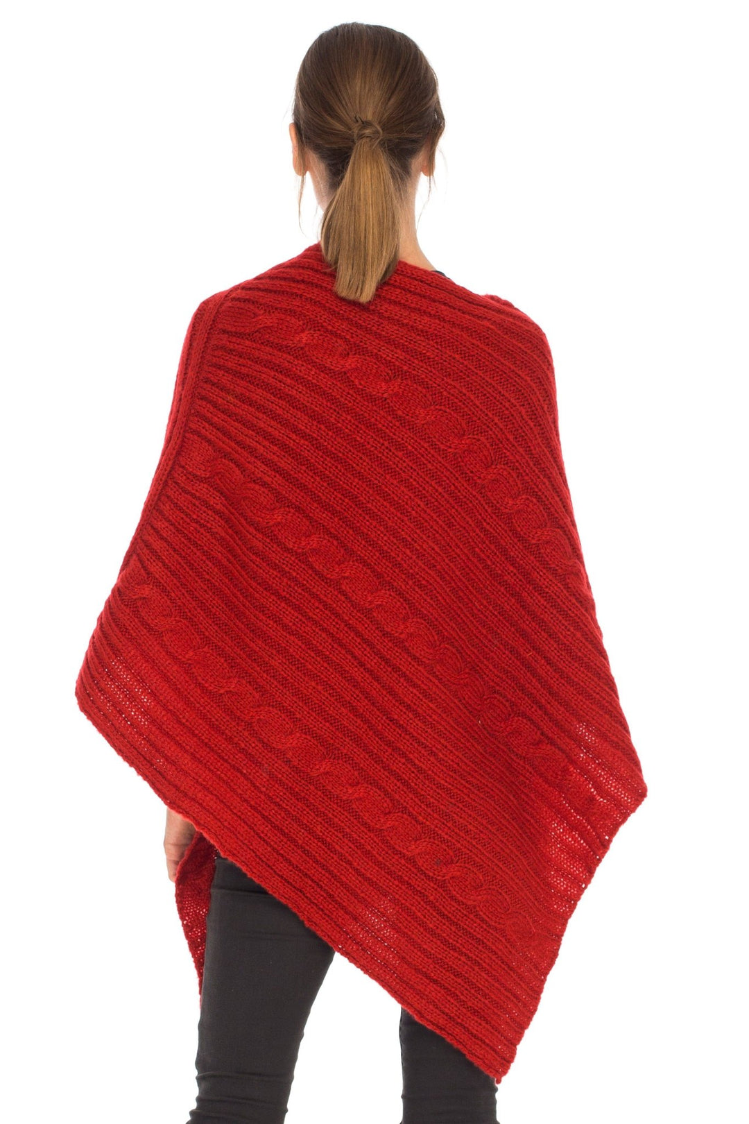 SHU - SHI Women's Boho Cable Knit Poncho Shawl - Soft Pullover Sweater Cape - Love ShuShi