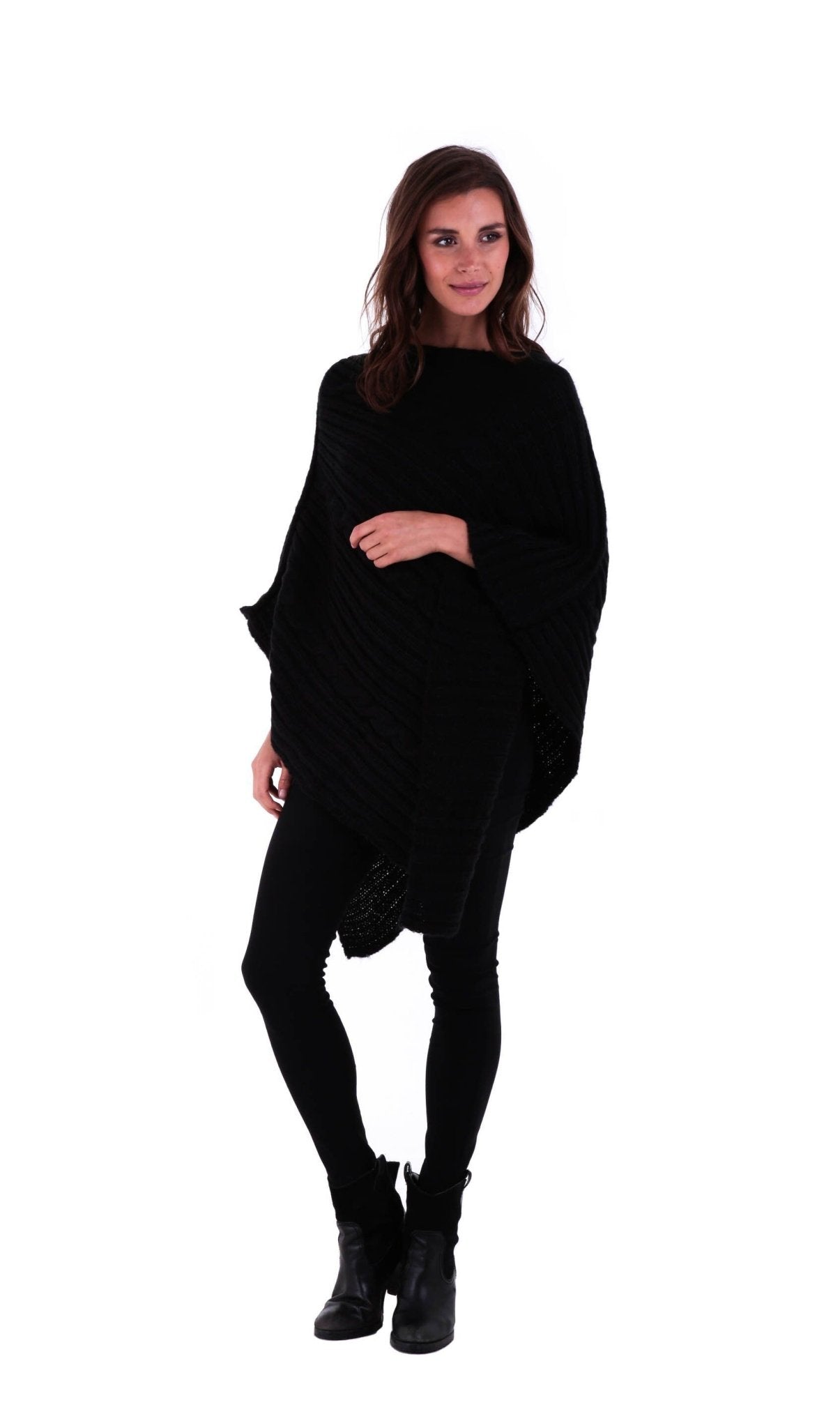 SHU - SHI Women's Boho Cable Knit Poncho Shawl - Soft Pullover Sweater Cape - Love ShuShi