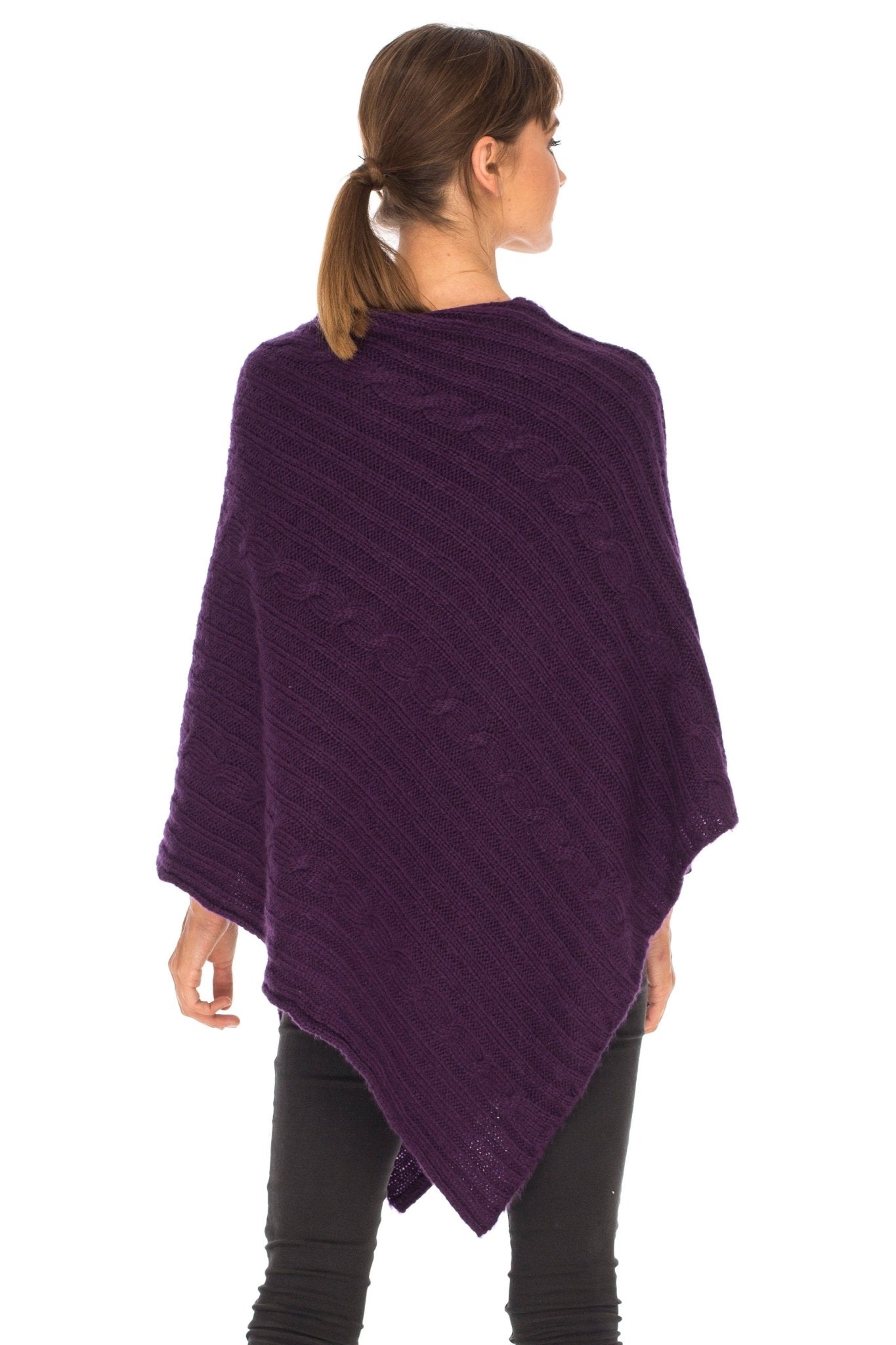 SHU - SHI Women's Boho Cable Knit Poncho Shawl - Soft Pullover Sweater Cape - Love ShuShi