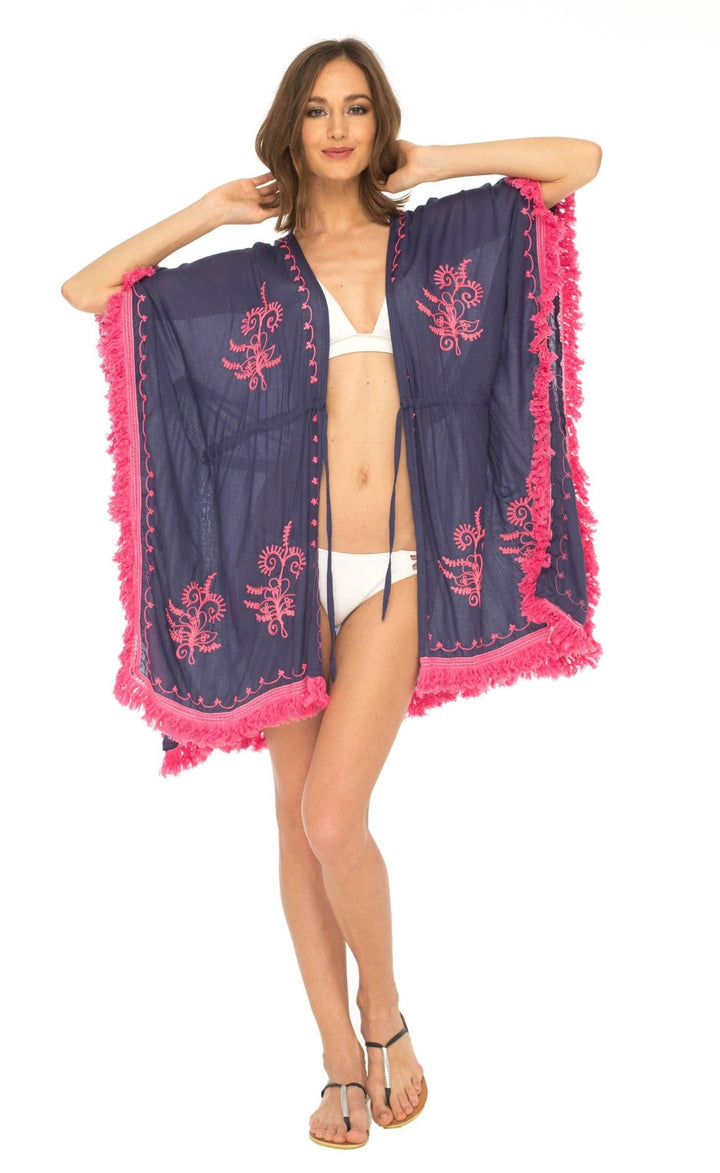 SHU - SHI Women's Boho Fringe Kimono - Beach Swimsuit Cover - Up Cardigan - Love ShuShi