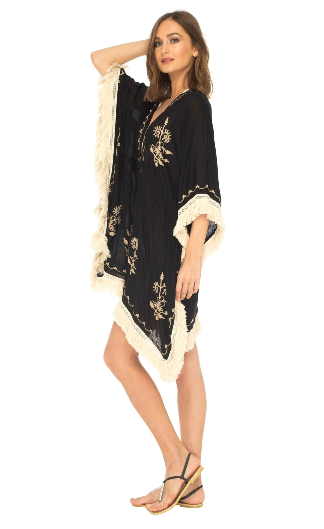 SHU - SHI Women's Boho Fringe Kimono - Beach Swimsuit Cover - Up Cardigan - Love ShuShi