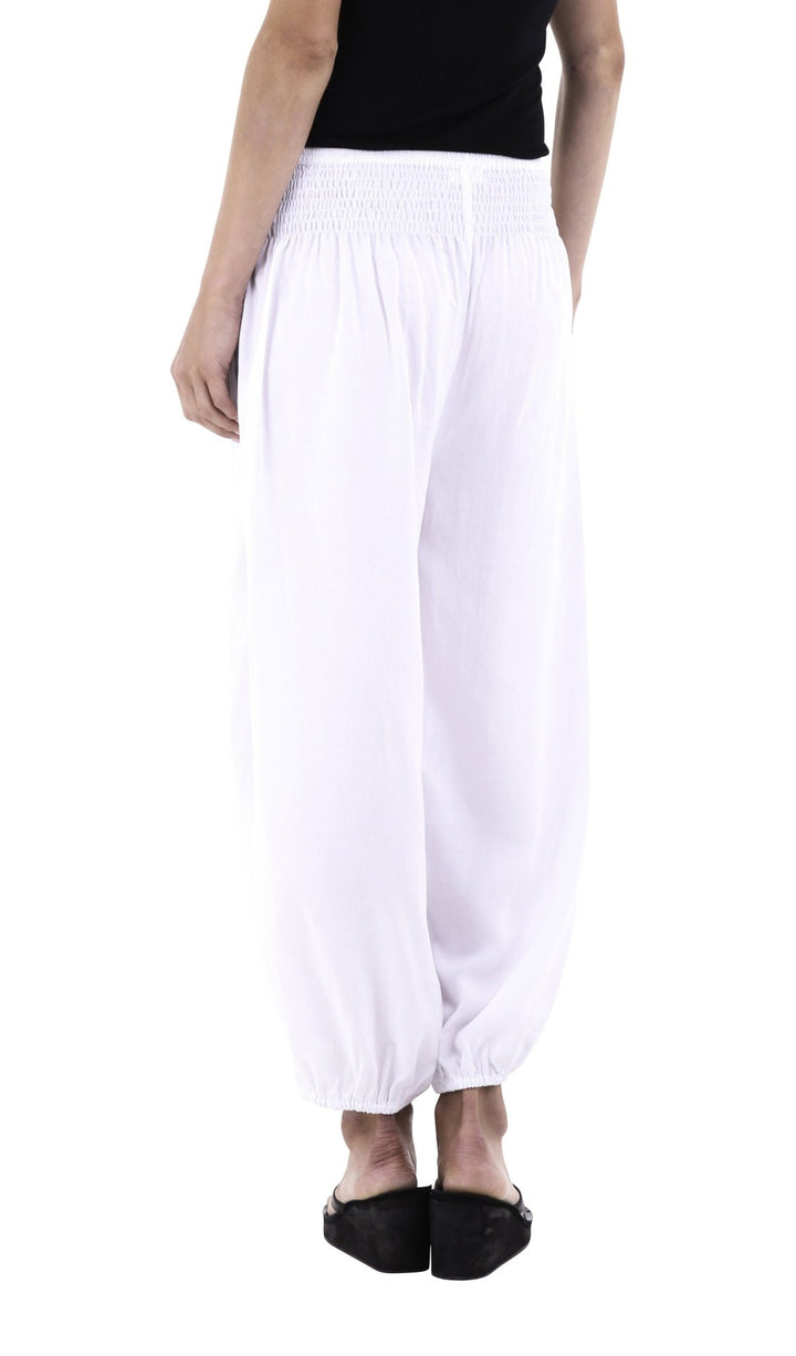 SHU - SHI Women's Boho Harem Capris Pants with Elastic Waist and Side Pockets - Love ShuShi