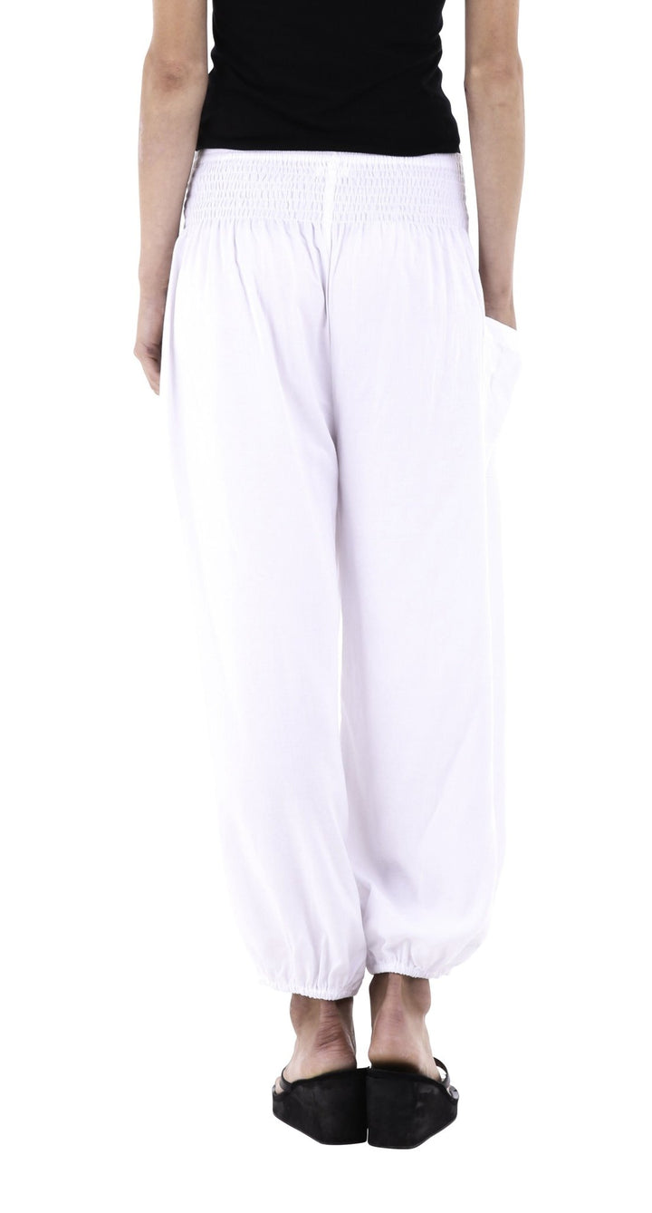 SHU - SHI Women's Boho Harem Capris Pants with Elastic Waist and Side Pockets - Love ShuShi