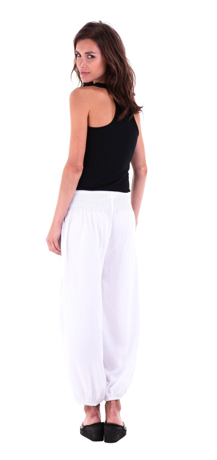 SHU - SHI Women's Boho Harem Capris Pants with Elastic Waist and Side Pockets - Love ShuShi