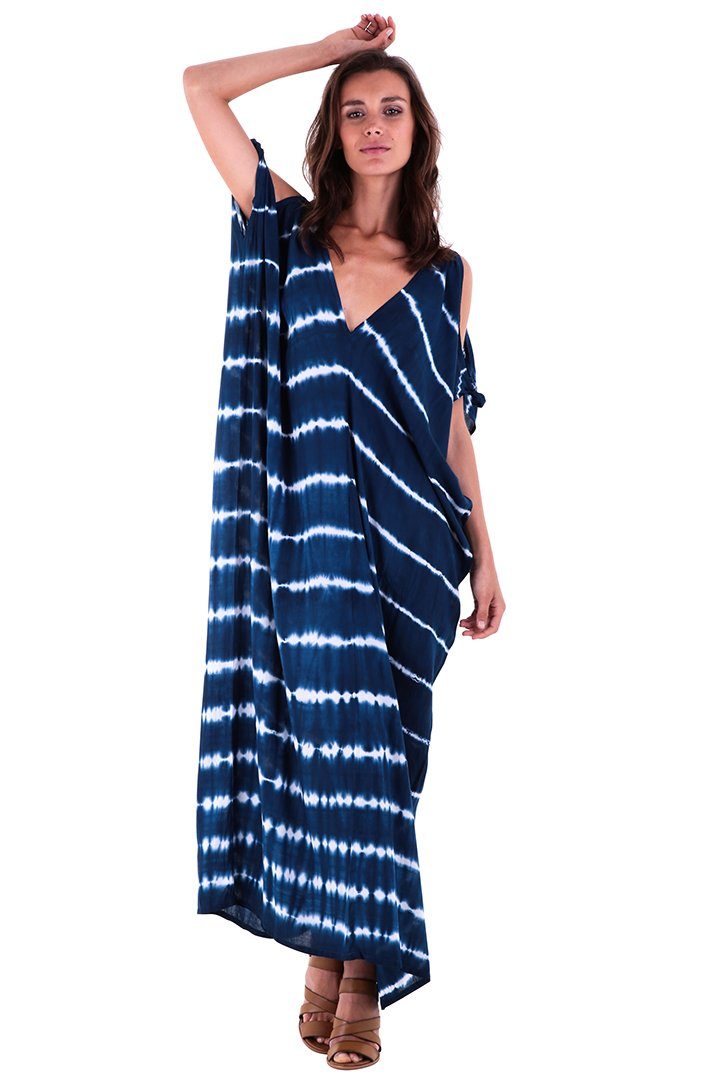 SHU - SHI Women's Camelia Casual Maxi Dress - Tie Dye Cold Shoulder Long Loose Beach Cover Up - Love ShuShi