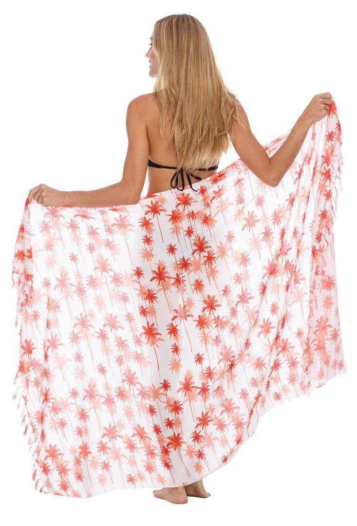 SHU - SHI Women's Coconut Palm Tree Print Sarong Beach Cover - Up | Swimsuit Pareo Wrap - Love ShuShi