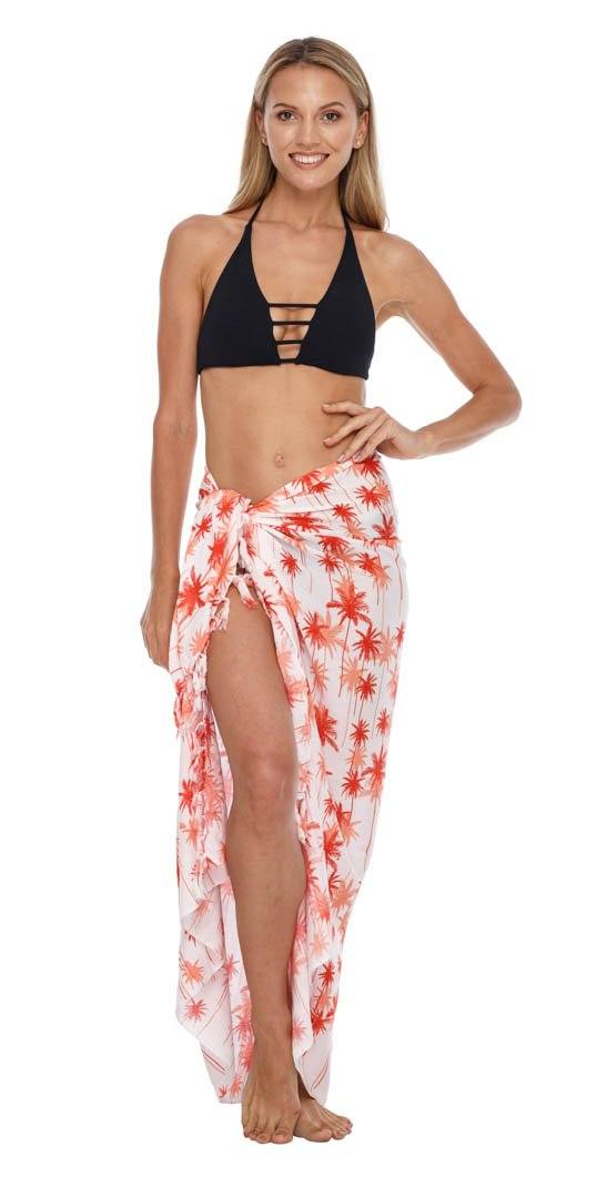 SHU - SHI Women's Coconut Palm Tree Print Sarong Beach Cover - Up | Swimsuit Pareo Wrap - Love ShuShi