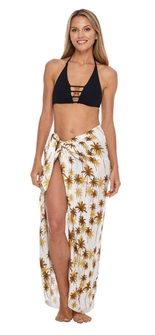 SHU - SHI Women's Coconut Palm Tree Print Sarong Beach Cover - Up | Swimsuit Pareo Wrap - Love ShuShi