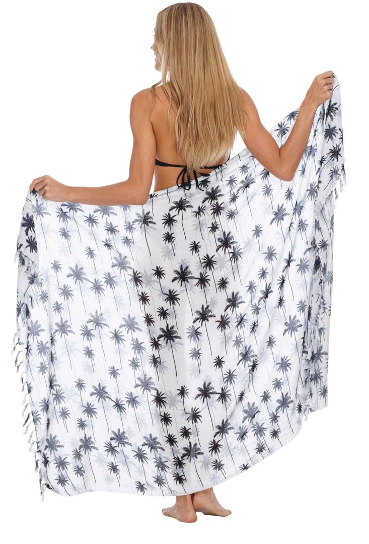 SHU - SHI Women's Coconut Palm Tree Print Sarong Beach Cover - Up | Swimsuit Pareo Wrap - Love ShuShi