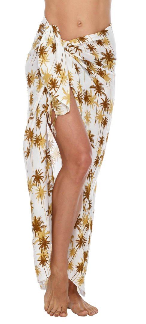 SHU - SHI Women's Coconut Palm Tree Print Sarong Beach Cover - Up | Swimsuit Pareo Wrap - Love ShuShi