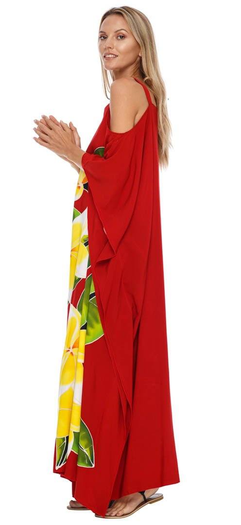 SHU - SHI Women's Cold Shoulder Floral Kaftan Dress | Plus Size Maxi Beach Cover - Up Caftan - Love ShuShi