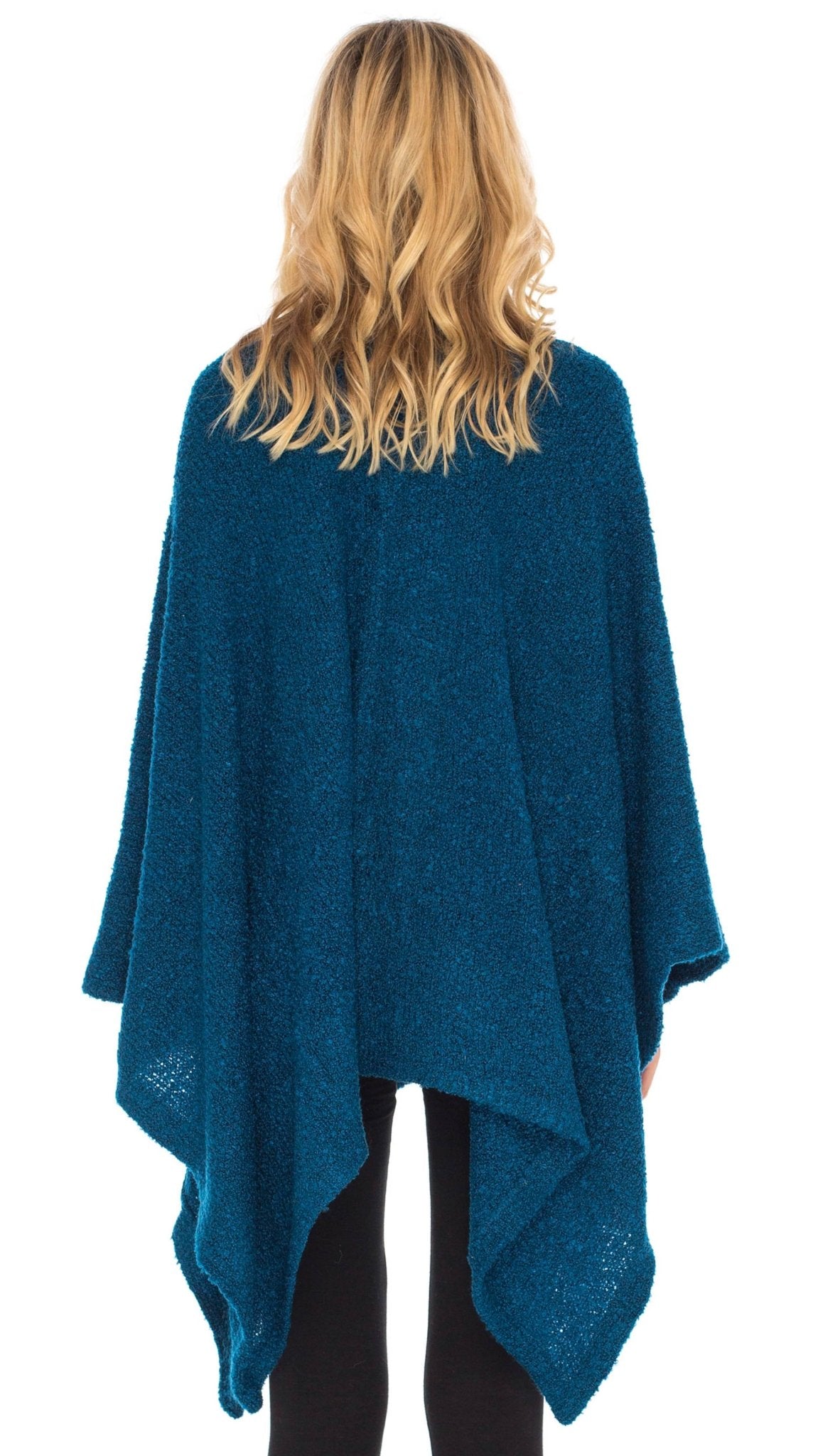 SHU - SHI Women's Cozy Knit Poncho Shawl Wrap - Lightweight Open Front Cape Kimono - Love ShuShi