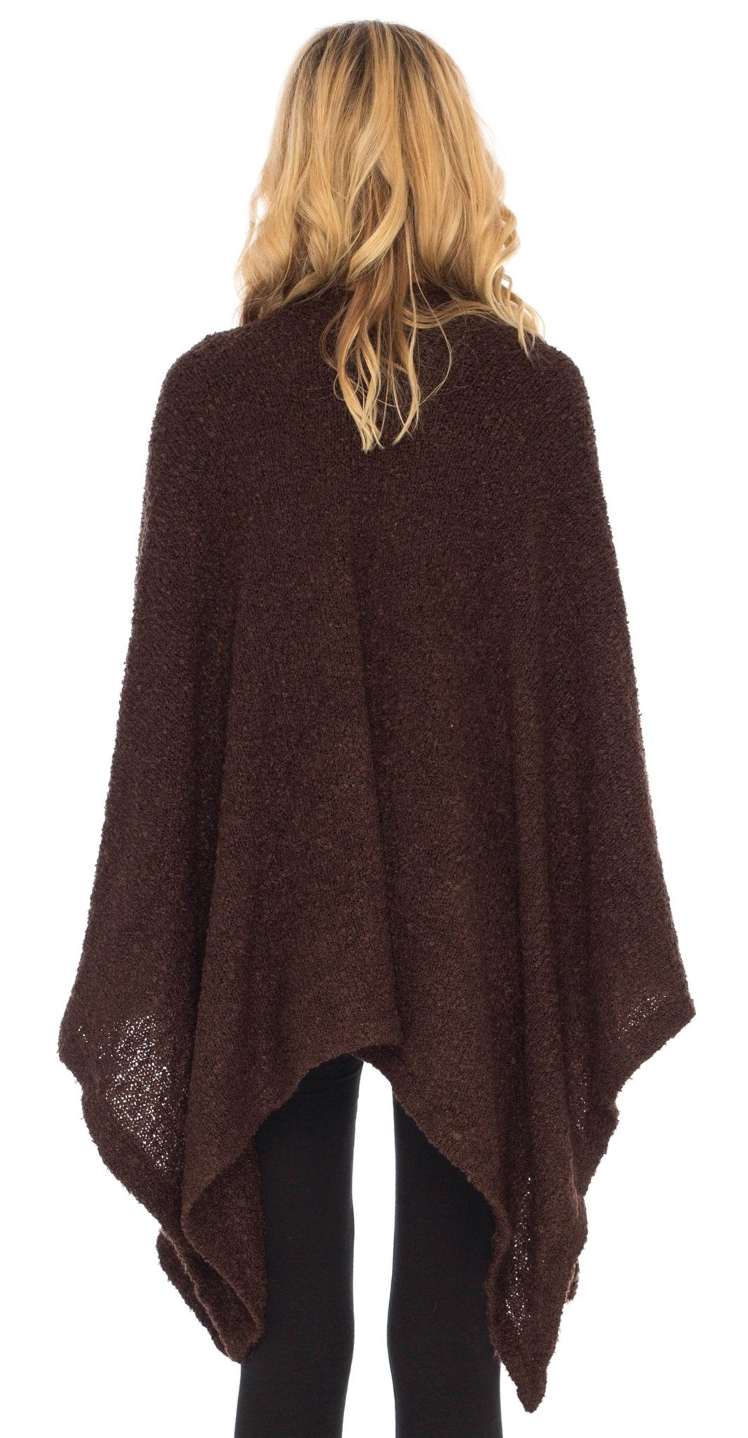 SHU - SHI Women's Cozy Knit Poncho Shawl Wrap - Lightweight Open Front Cape Kimono - Love ShuShi