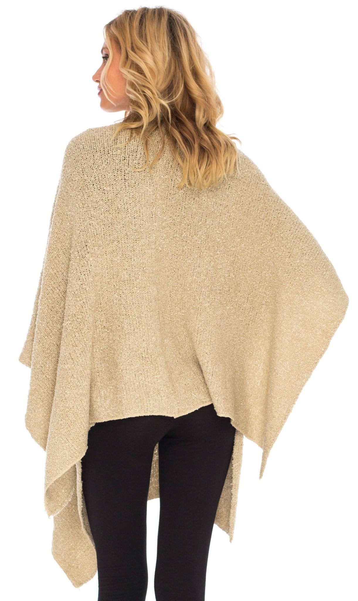 SHU - SHI Women's Cozy Knit Poncho Shawl Wrap - Lightweight Open Front Cape Kimono - Love ShuShi