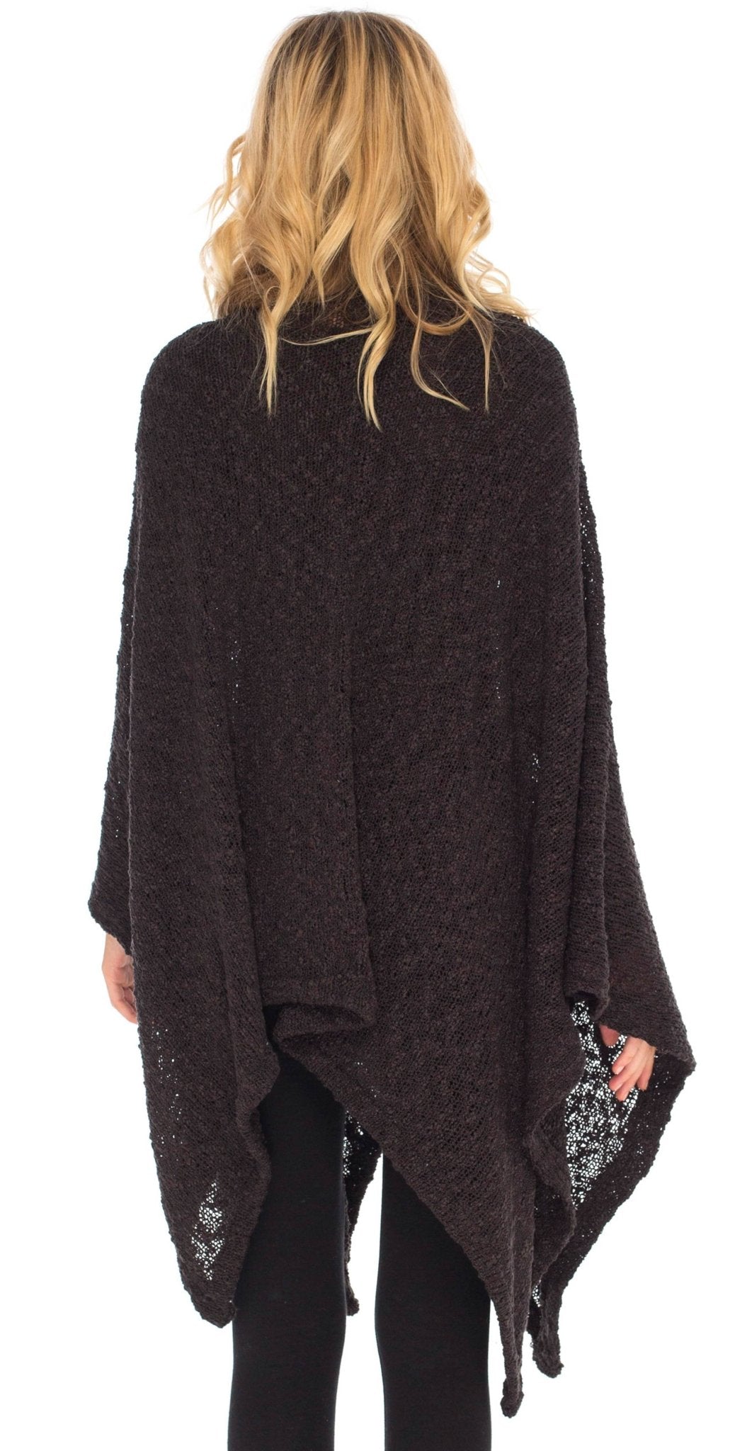 SHU - SHI Women's Cozy Knit Poncho Shawl Wrap - Lightweight Open Front Cape Kimono - Love ShuShi