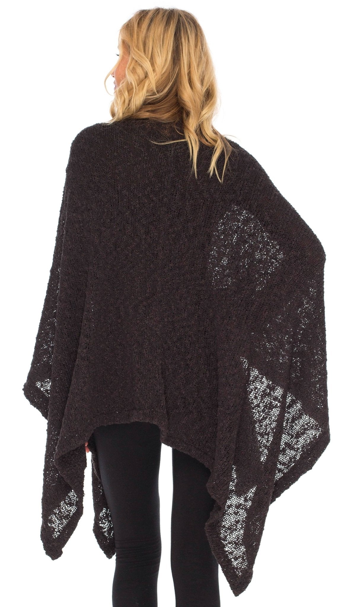 SHU - SHI Women's Cozy Knit Poncho Shawl Wrap - Lightweight Open Front Cape Kimono - Love ShuShi