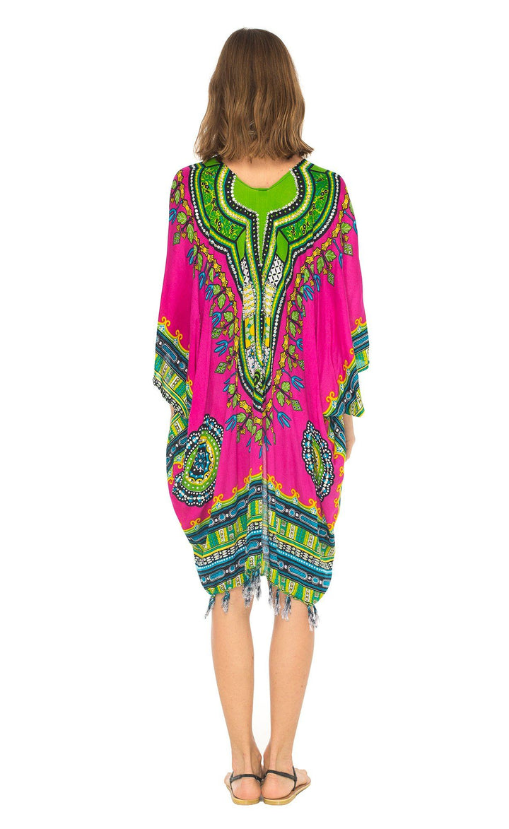 SHU - SHI Women's Dashiki Sequined Beach Cover - Up | Open Front Kimono Cardigan for Bikinis - Love ShuShi