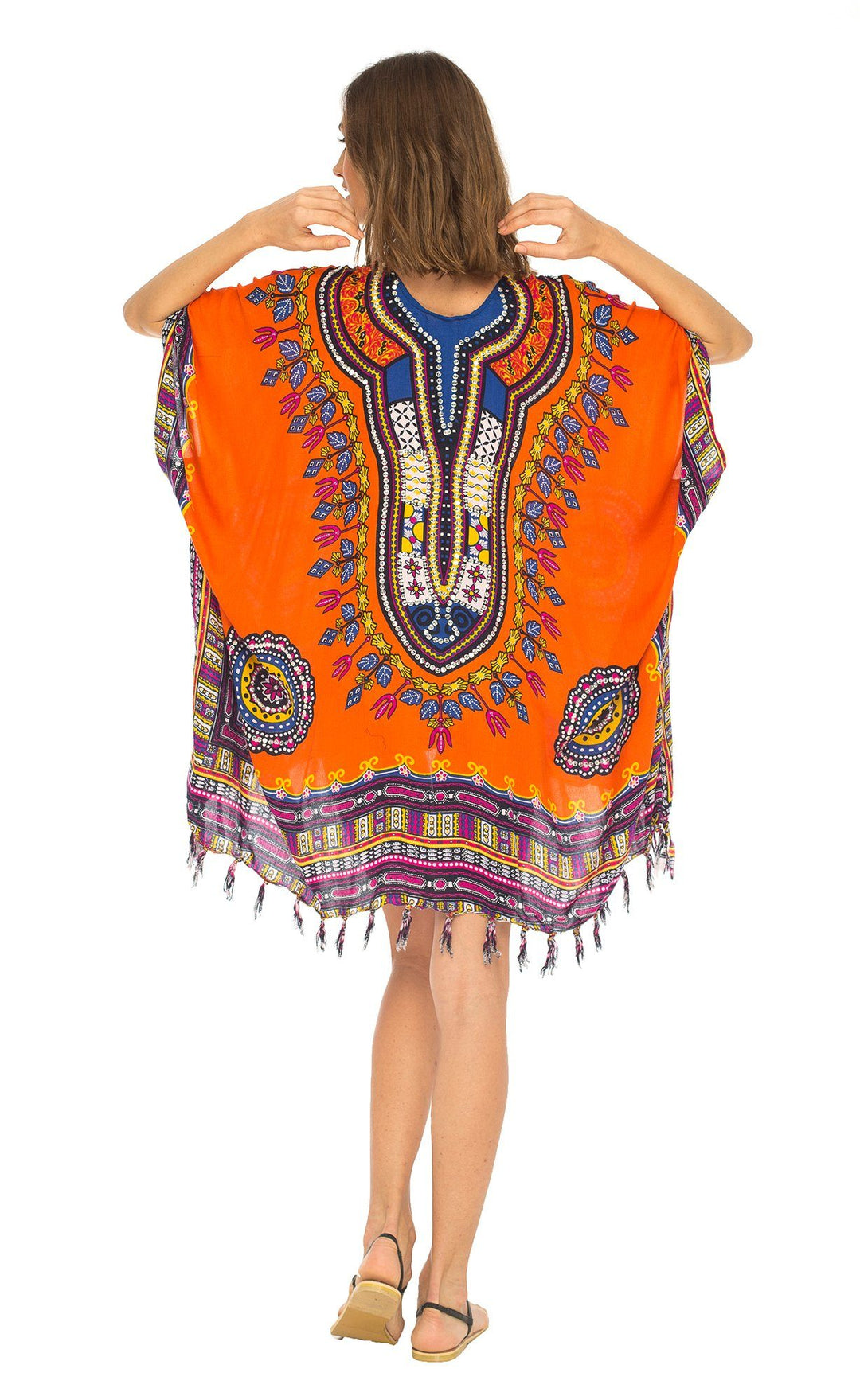 SHU - SHI Women's Dashiki Sequined Beach Cover - Up | Open Front Kimono Cardigan for Bikinis - Love ShuShi