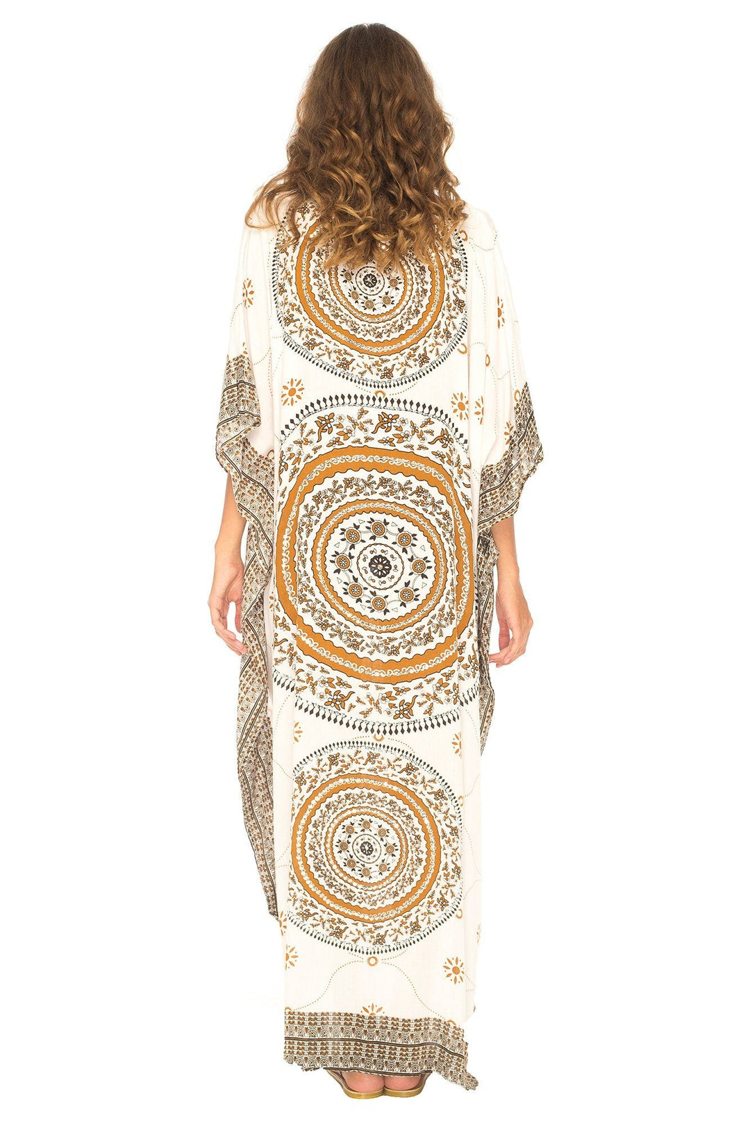 SHU - SHI Women's Ethnic Mandala Kaftan: Loose Casual Maxi Beach Cover - Up Dress with Sequins - Love ShuShi