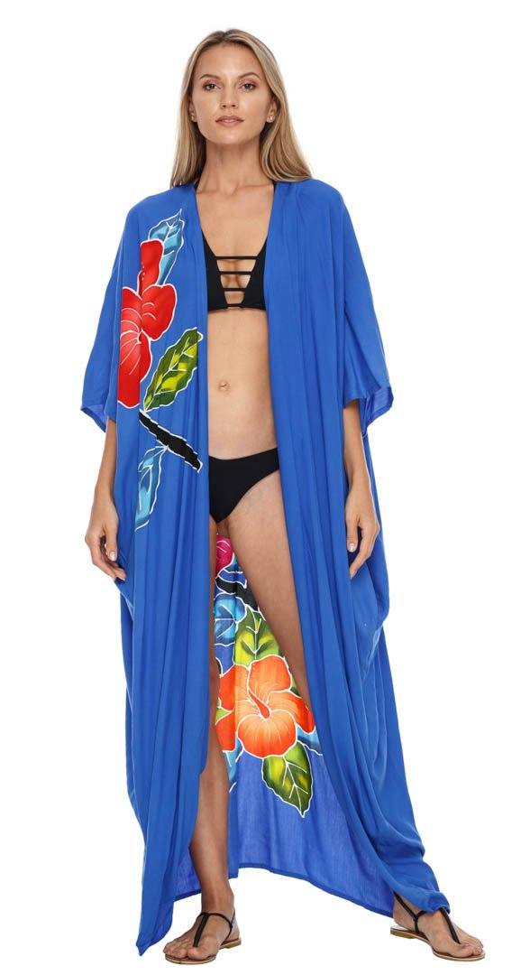 SHU - SHI Women's Floral Kimono Cardigan - Open Front Robe Beach Cover Up One Size - Love ShuShi