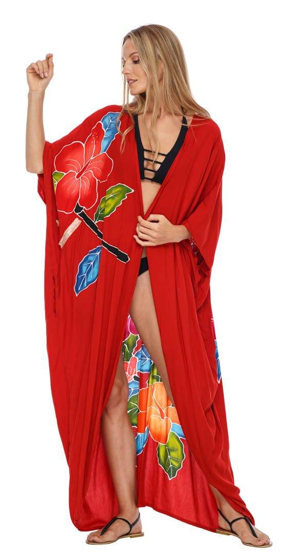 SHU - SHI Women's Floral Kimono Cardigan - Open Front Robe Beach Cover Up One Size - Love ShuShi